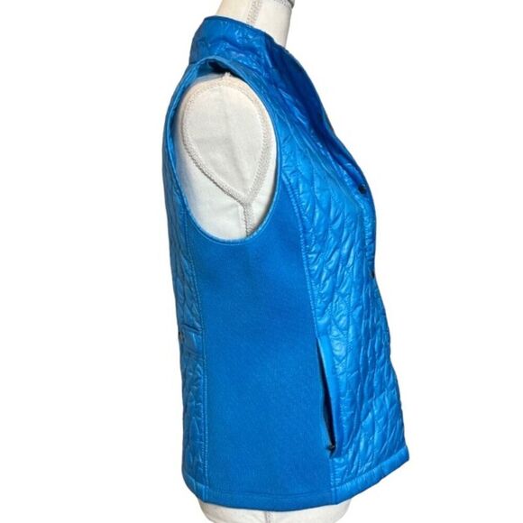 Talbots Diamond Quilted Vest with Stretch Side Panel Bright Blue Size Small - Picture 3 of 9
